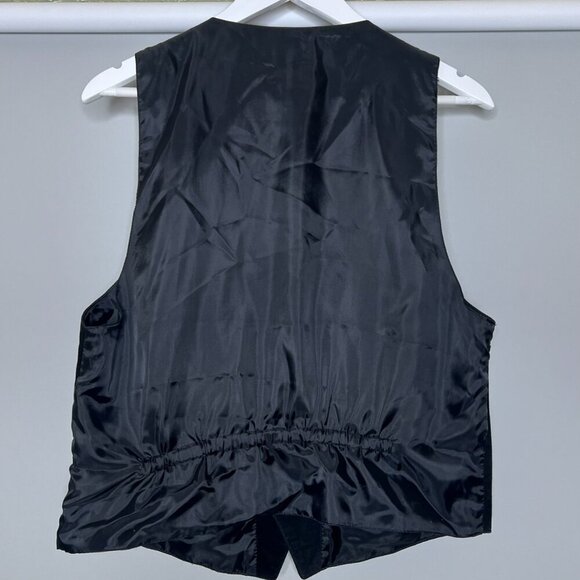 Dual Control VTG Suede Leather Vest Waistcoat Medium Black Western Biker Cowboy - Picture 3 of 8